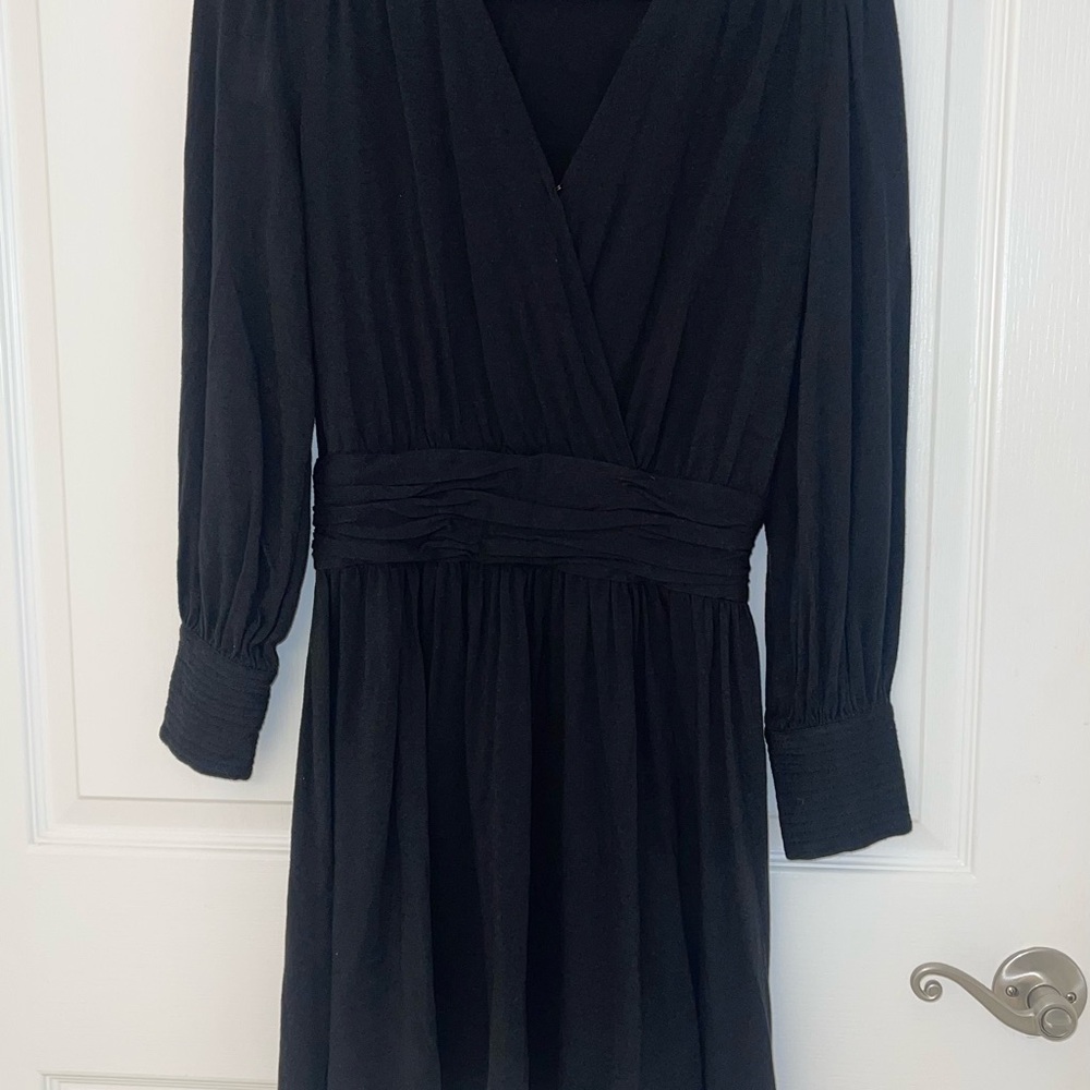 Joie Black Long Sleeve Wrap Dress with V-Neck - Picture 5 of 7